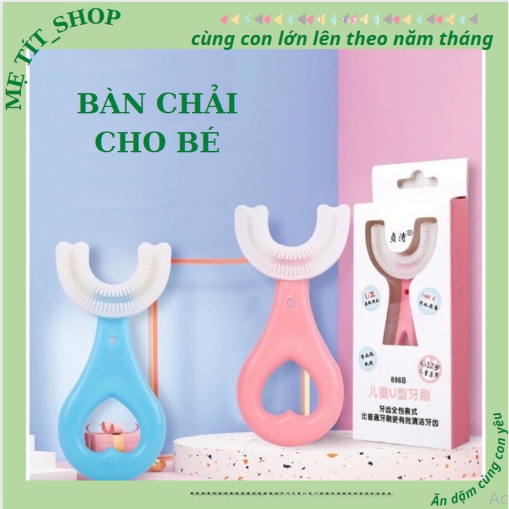 Bàn chải đánh răng cho bé, thiết kế chữ U sử dụng dễ dàng k gây đau lợi, bé hợp tác tốt