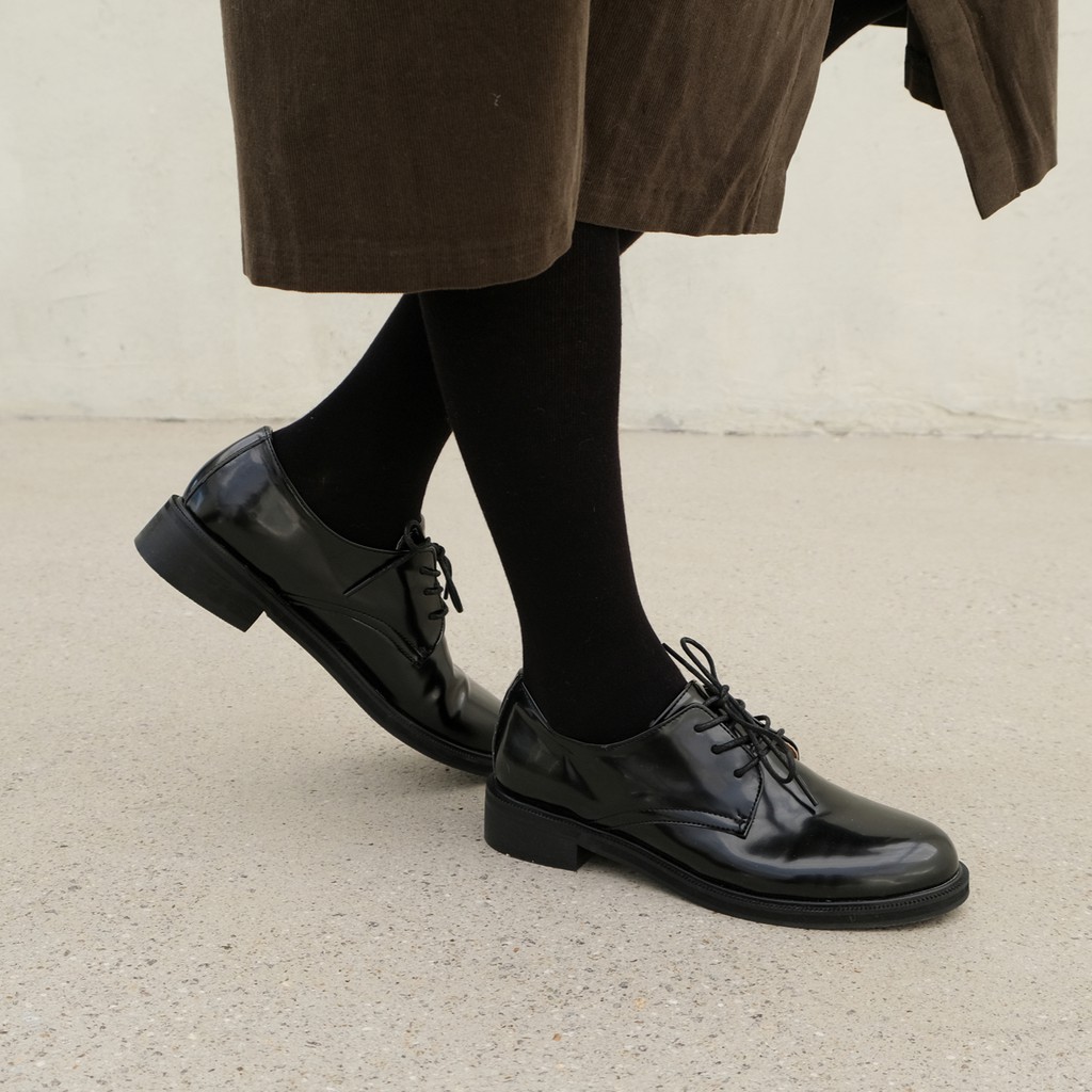Polish derby shoes - giày derby nữ da bóng