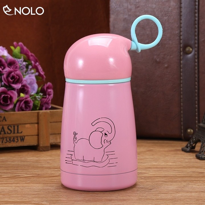 Bình Nước Chú Voi Dung Tích 300ml Ruột Inox 304 Chống Gỉ Sét Có Quai Xách