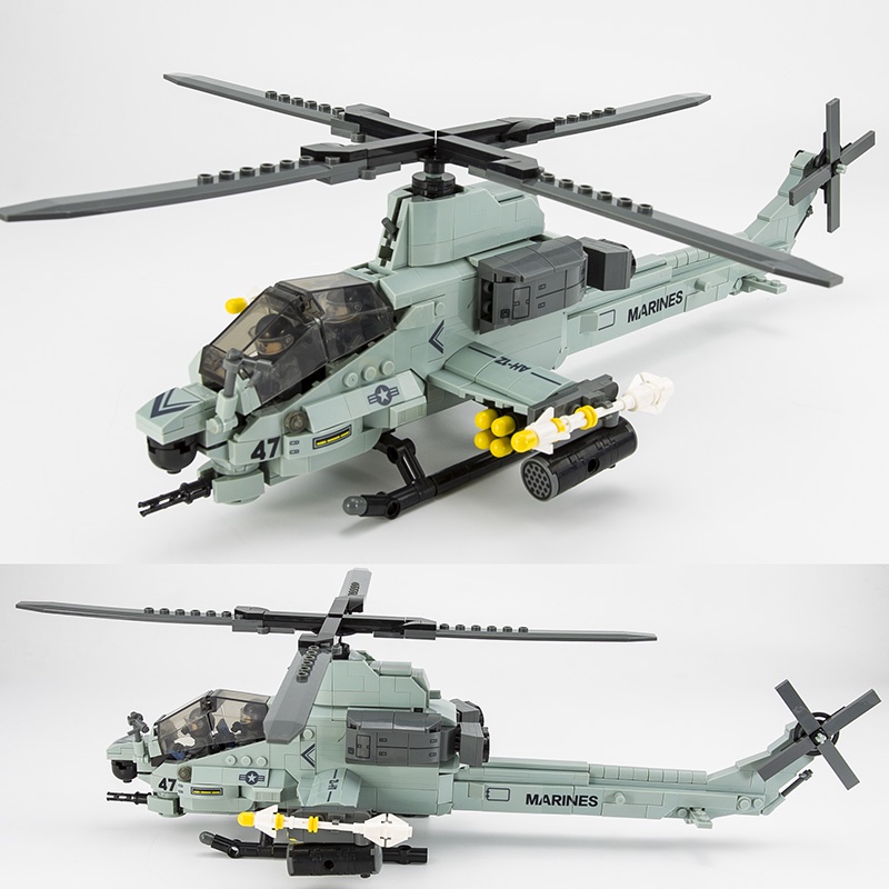Đồ chơi Lắp ráp Máy bay trực Thăng AH-1Z, Jie Star 61028 Helicopter Viper, Xếp hình thông minh, Mô hình máy bay