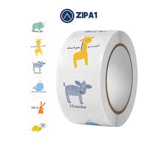 500 miếng dán sticker Thank You - Hình Con vật - 2.5x2.5cm / miếng - A1021 - Zip A1