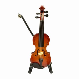 1/12 Dolls House Miniature Musical Instrument Wooden Violin with Case Stand