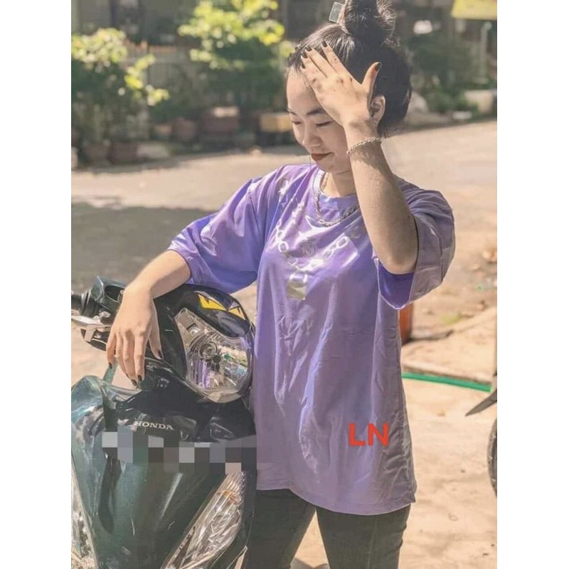 Áo phông ánh gương cổ khoá sích chữ s vòng cổ ngắn tay LN12