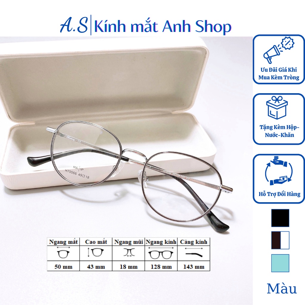 Gọng kính tròn kiểu bé cho người mặt nhỏ chất liệu kim loại bền thời trang thanh lịch 70566