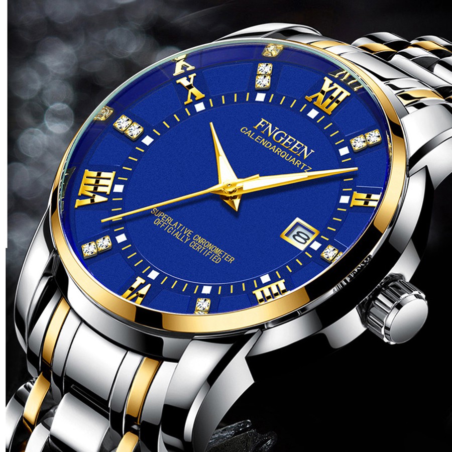 (HOT 2020) Đồng Hồ Nam FNGEEN FN201089 Lịch Ngày Sang Trọng Mặt Đính Đá Dây Thép Không GỈ Cao Cấp | BigBuy360 - bigbuy360.vn