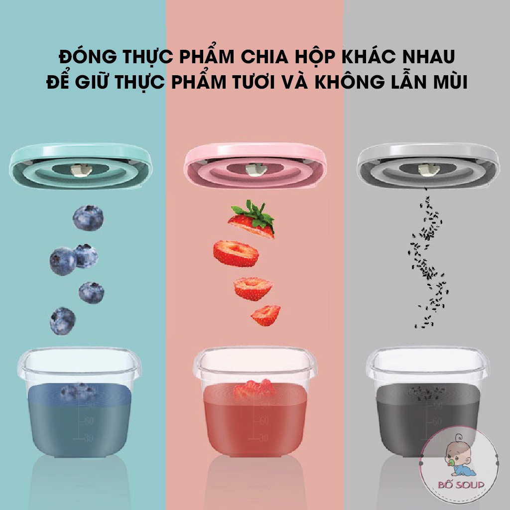 Hộp trữ đông, hộp trữ đồ ăn dặm cho bé 120ml Misuta, dùng được trong lò vi sóng Shop Bố Soup