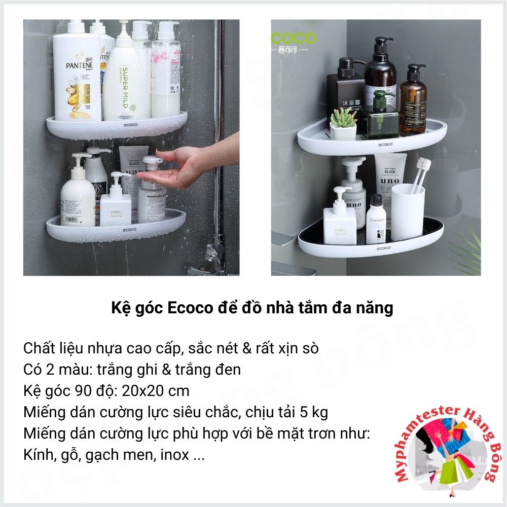 Kệ ngang hoặc kệ góc nhà tắm, nhà bếp Ecoco chính hãng cao cấp, đồ gia dụng thông minh