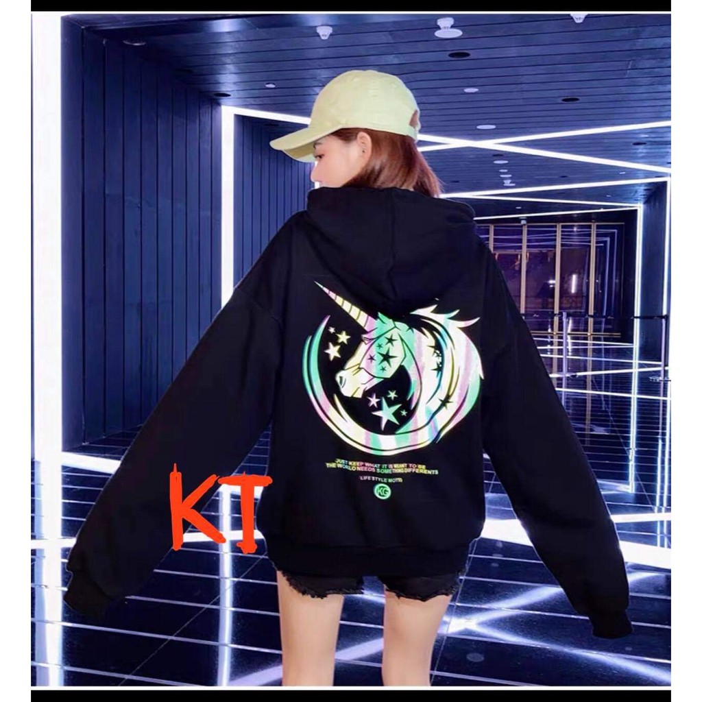 Áo hoodie ngựa 1 sừng phản quang KTH1120