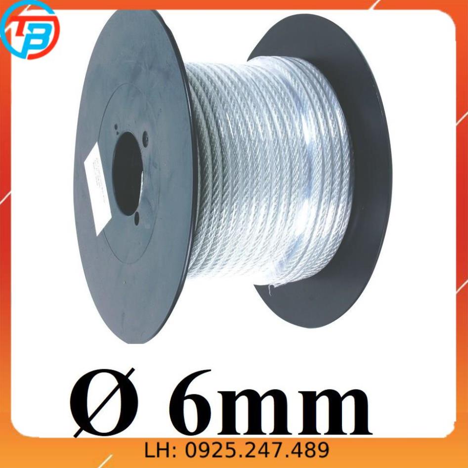 Dây cáp thép bọc nhựa Phi [ 6mm ] dài 1 mét – 1000 mét CÁP THÉP Thái Bình Vina