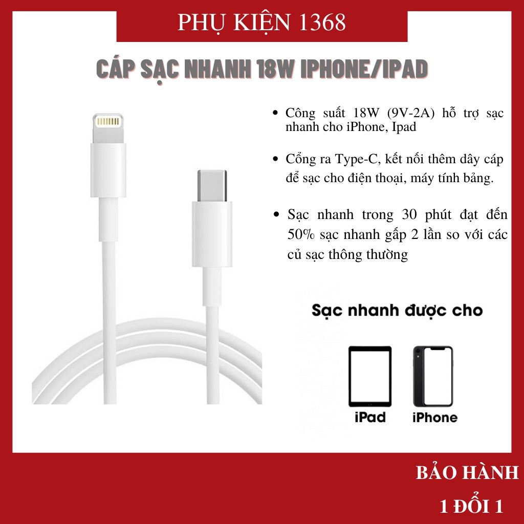 GIÁ TẬN GỐC CÁP SÁC IPHONE X CHÍNH HÃNG 1 ĐỔI 1
