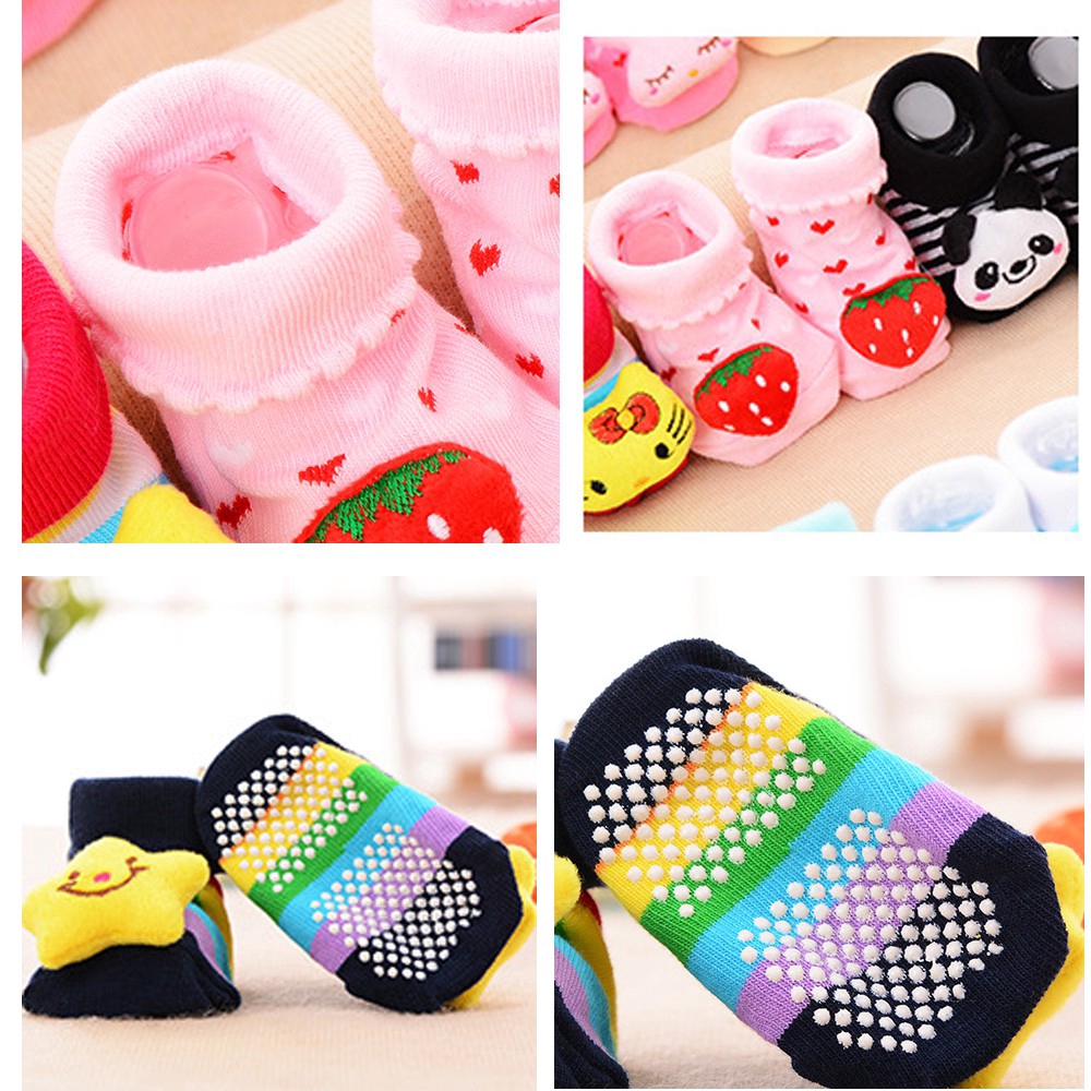Vớ cotton mềm họa tiết mèo gấu búp bê 3D dễ thương phù hợp cho bé