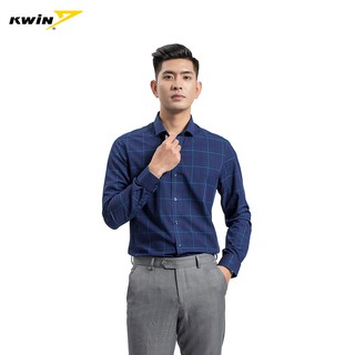[NHẬP MÃ KWIN60K - GIẢM 60K] Áo sơ mi nam dài tay Kwin kẻ caro xanh tím than lịch lãm, chất liệu mềm mịn - KLS01708