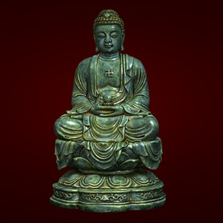 Tượng Phật A Di Đà màu xanh vân đá - Xưởng E3D - PH 073