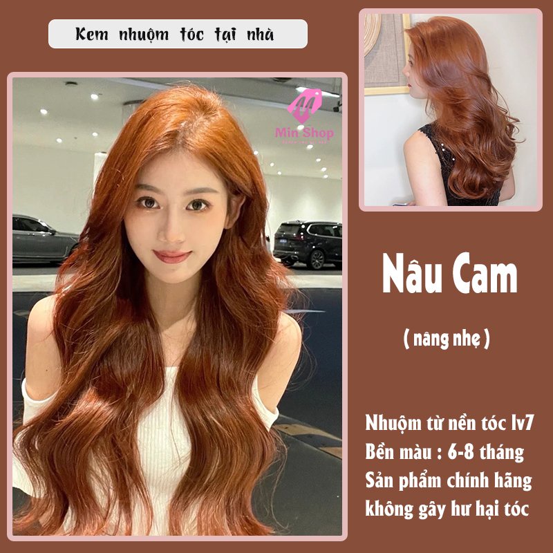 thuốc nhuộm tóc màu nâu cam . tặng kèm oxi trợ dưỡng và bao tay