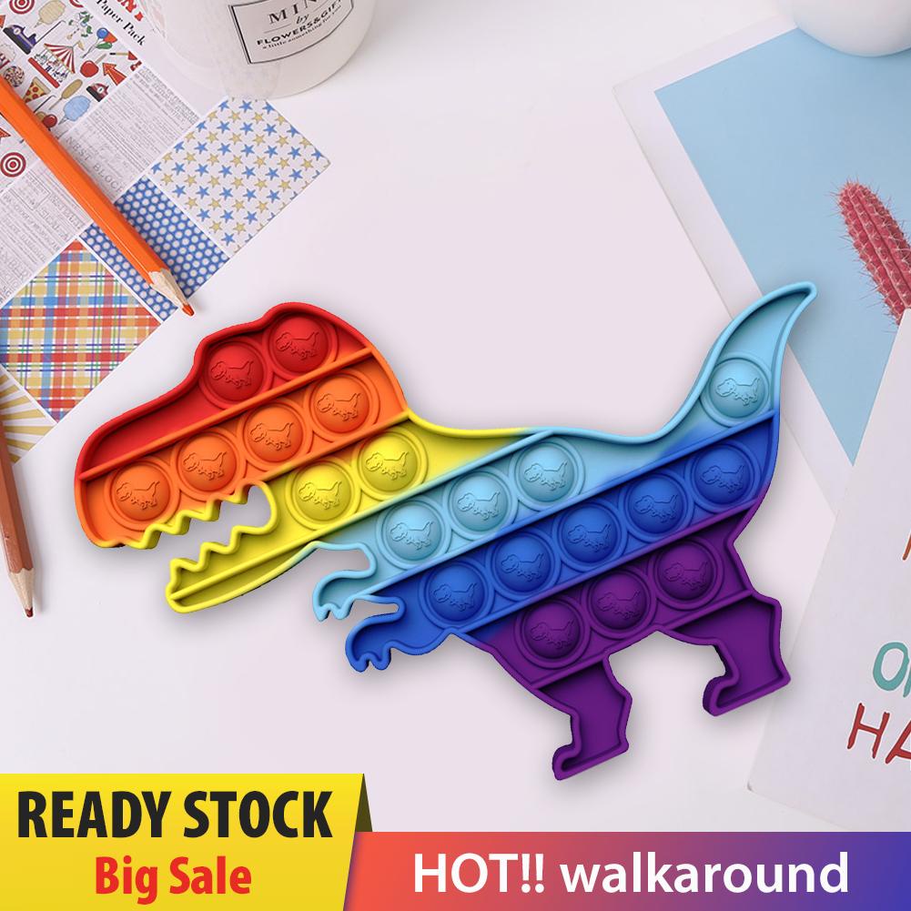 Đồ Chơi Bóp Bong Bóng Silicone Hình Khủng Long Màu Cầu Vồng Giúp Giảm Căng Thẳng