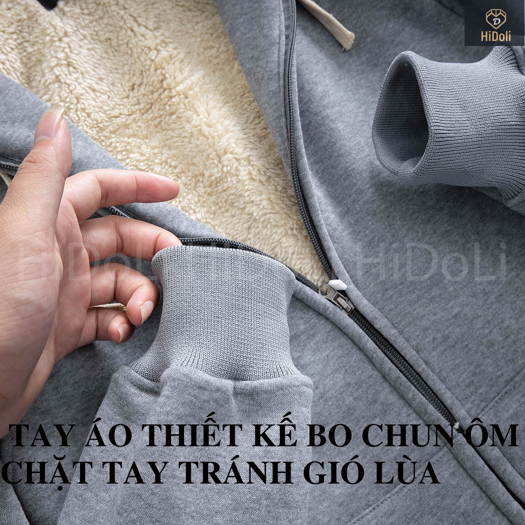 Áo khoác nỉ lót lông,áo hoodie nam nữ unisex 5 màu thời trang