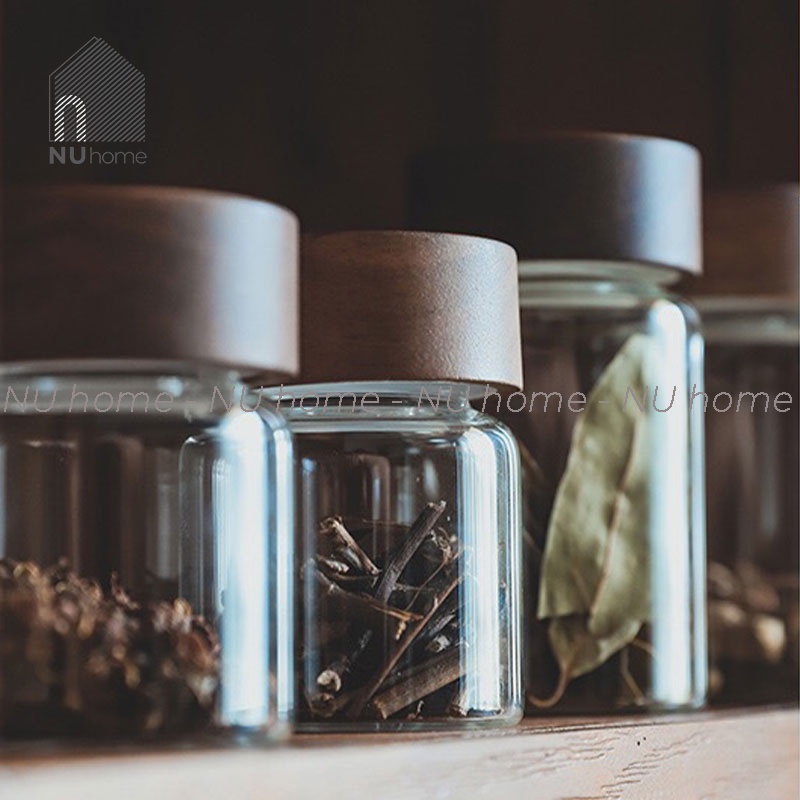 nuhome.vn | Hũ thuỷ tinh nắp gỗ - Gyro, lọ đựng gia vị, hạt, đồ khô được thiết kế đơn giản, đẹp mắt theo phong cách Nhật