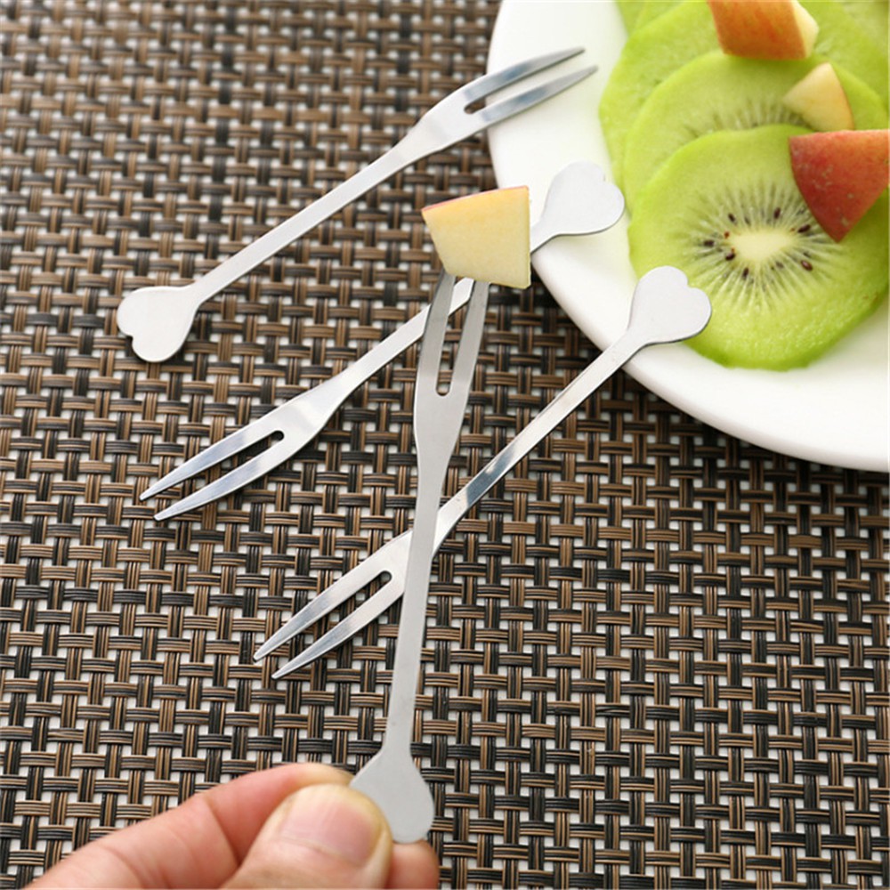 Nĩa Ăn Trái Cây Món Tráng Miệng Mini Chất Liệu Thép Không Gỉ Thiết Kế Sáng Tạo Cho Hộ Gia Đình