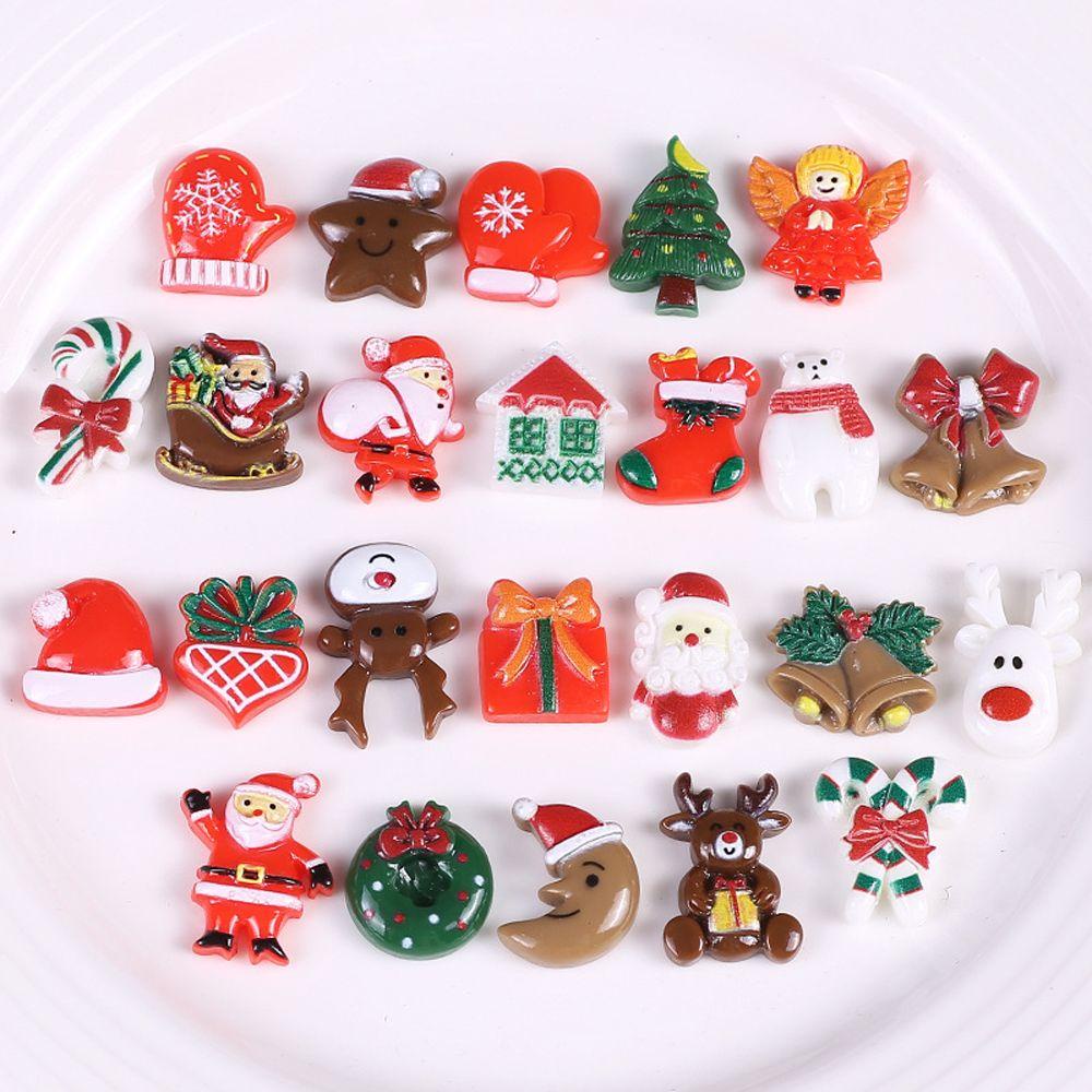 Bộ 20 Phụ Kiện Trang Trí Móng Tay Hình Ông Già Noel 3D DIY