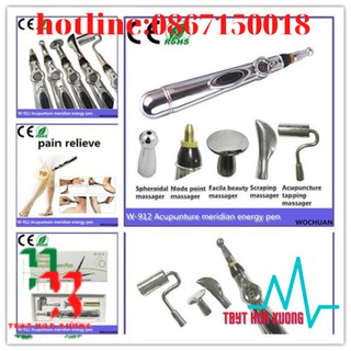 Bút xung điện dò huyệt, laze cao cấp 5 đầu dò dr pen w-912