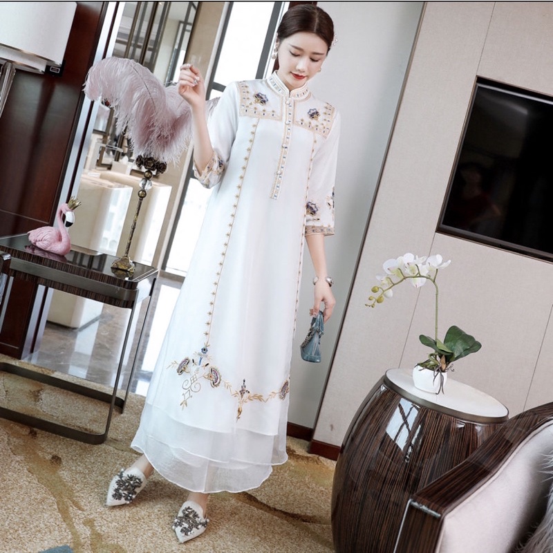 Áo dài sườn xám cách tân kiểu cổ trang trung hoa trung quốc