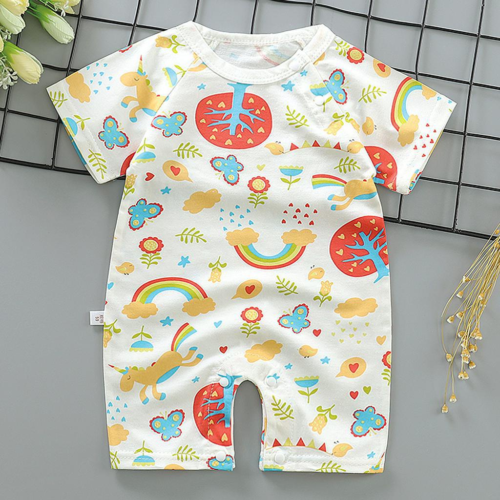 Áo liền quần ngắn tay in họa tiết dễ thương dành cho trẻ sơ sinh