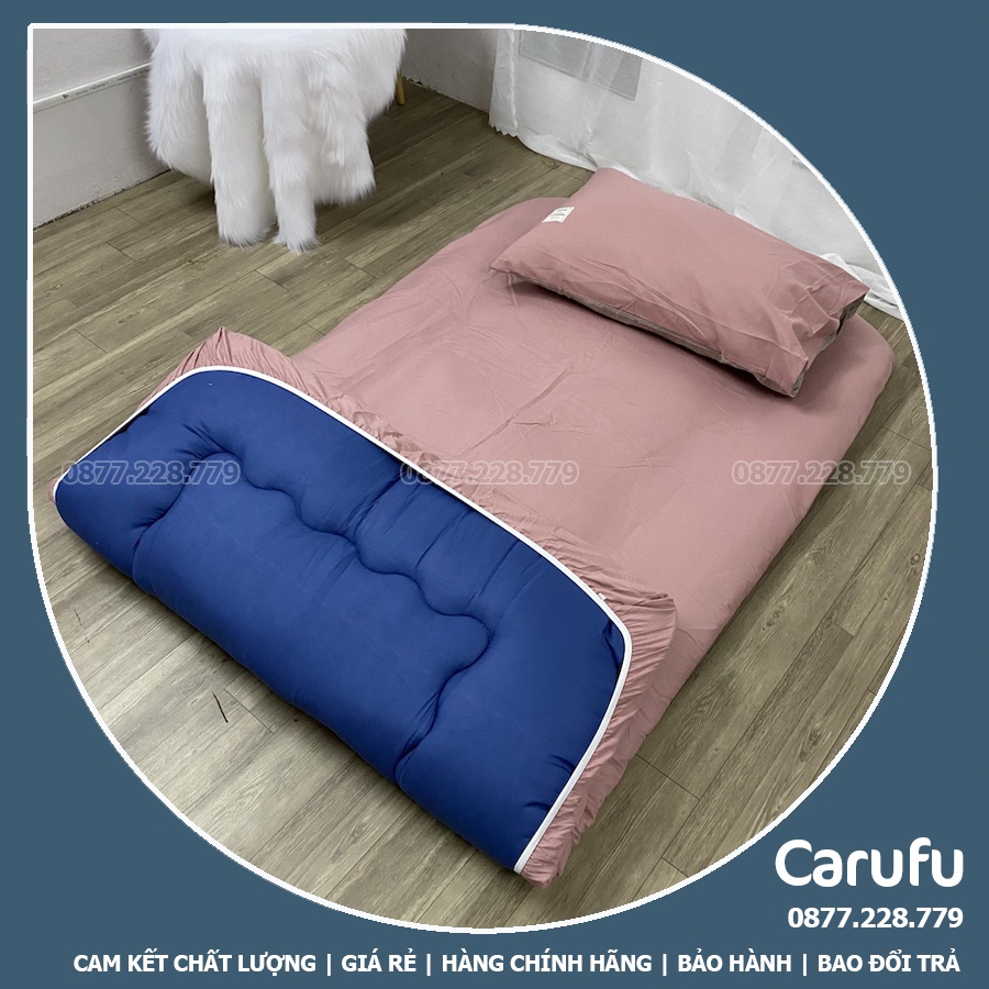 Ga nệm topper 1m x 2m Cotton Tici bo chun Mát lạnh giặt máy thoải mái | Carufu