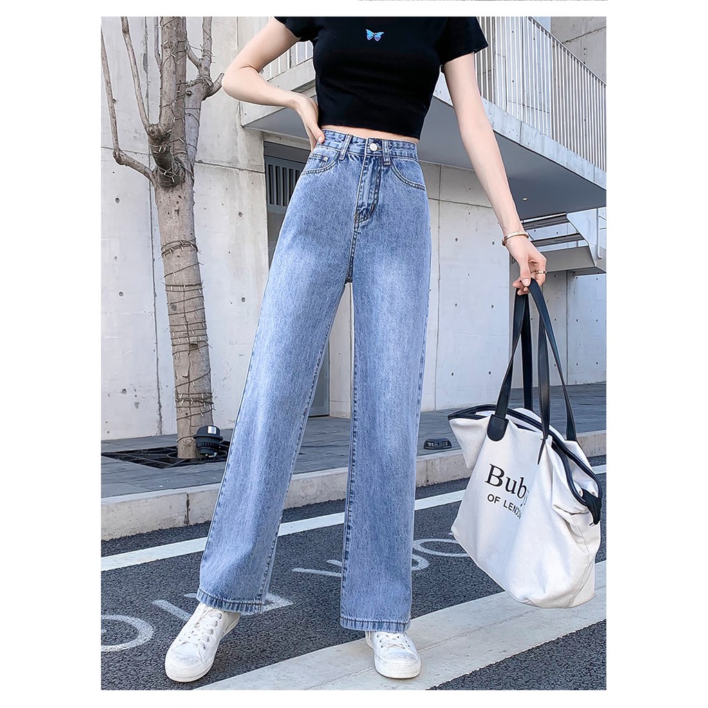 QUẦN JEAN ỐNG RỘNG NỮ LAI CUỐN LƯNG CAO FORM DÀI RỘNG MÀU XANH NHẠT CAO CẤP BABO ĐỦ SIZE S, M, L SIÊU HOT, MẶC SIÊU MÁT