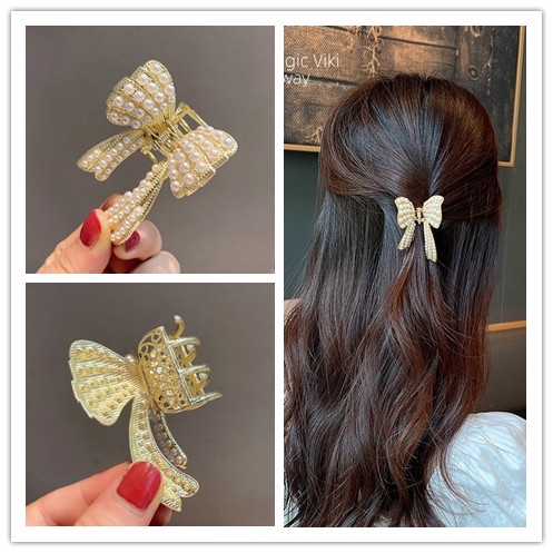 Kẹp TóC HìNh Nơ ĐíNh Kim Cương NgọC Trai Giả ThờI Trang Cho Nữ