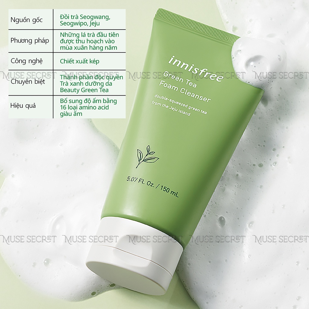 [Quà Tặng Khẩu Trang] Sửa Rửa Mặt Innisfree - Sữa rửa mặt Trà Xanh, Tro Núi Lửa Jeju Volcanic Pore Cleansing Foam 150ml | BigBuy360 - bigbuy360.vn
