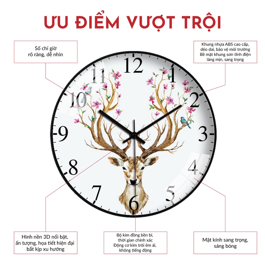 Đồng hồ treo tường quartz kim trôi không tiếng động DEPOT có BH [Tặng PIN + Móc Treo]