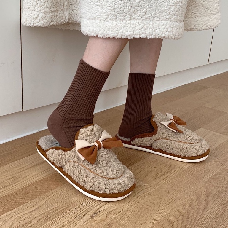 (Dép đôi) Dép bông đi trong nhà mùa đông cao cấp Oxford Luxury Home Slippers, bông xù, đế dẻo chống trượt