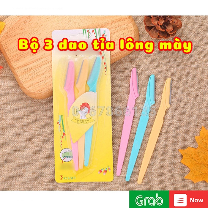 Bộ 3 Dao Cạo, Cắt Tỉa Lông Mày, Chân Mày Nhỏ Gọn Tiện Lợi