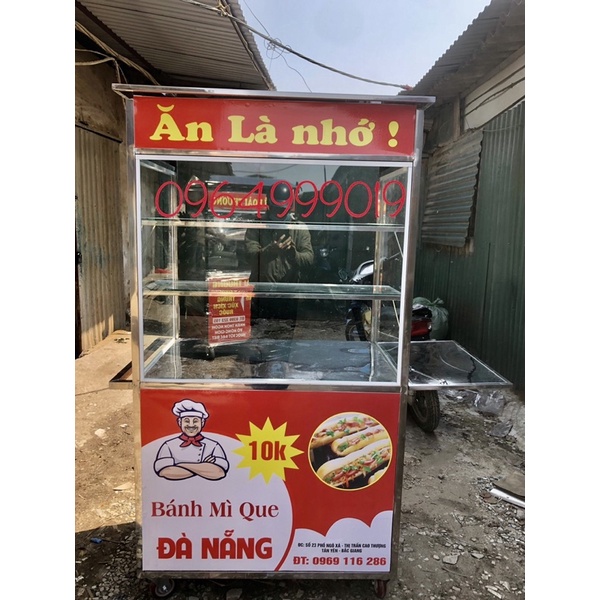 Xe bánh mì que mini 2 tầng kính