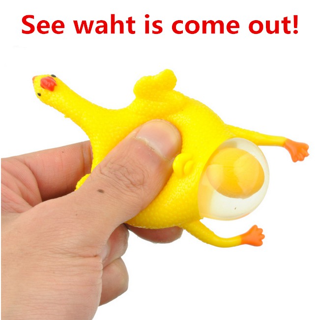 Chicken and Egg Joke Rubber Animal Keyring Keychain-Egg Pops Out Funny Toy Gift