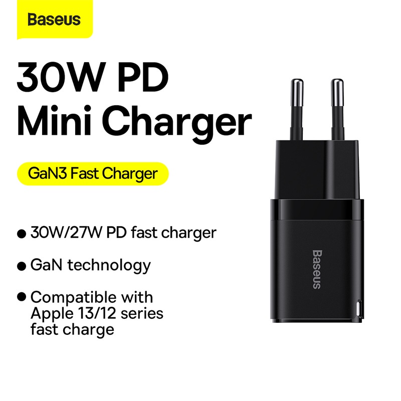 Cốc sạc nhanh BASEUS GaN 30W PD USB C cho điện thoại iPhone Android/Macbook