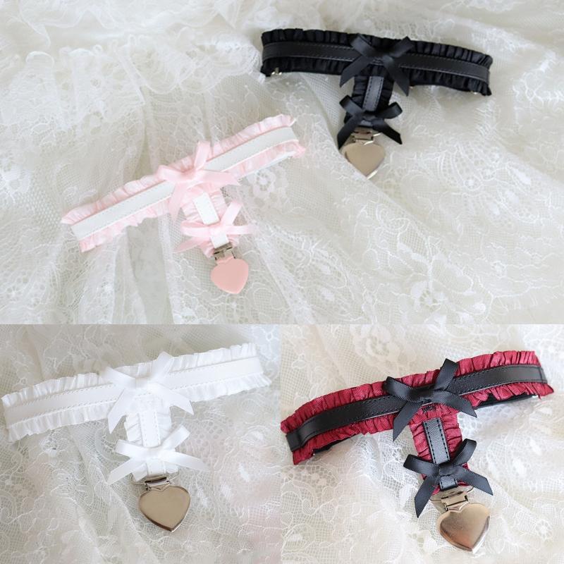 XIXI Đai nịt bít tất đính nơ phong cách lolita dành cho cô dâu