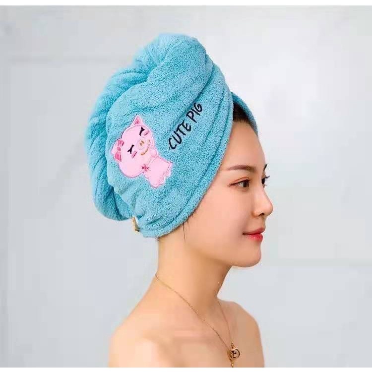 Khăn cuốn đầu, ủ tóc - thấm nước rất tốt giúp tóc khô nhanh và mượt mà tiện lợi