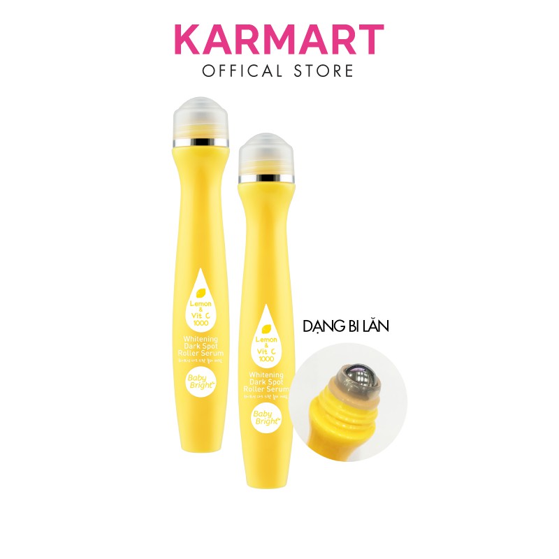 Cây Lăn Cải Thiện Thâm Mụn Baby Bright Lemon &amp; VitC Whitening Dark Spot Roller Serum 15ml
