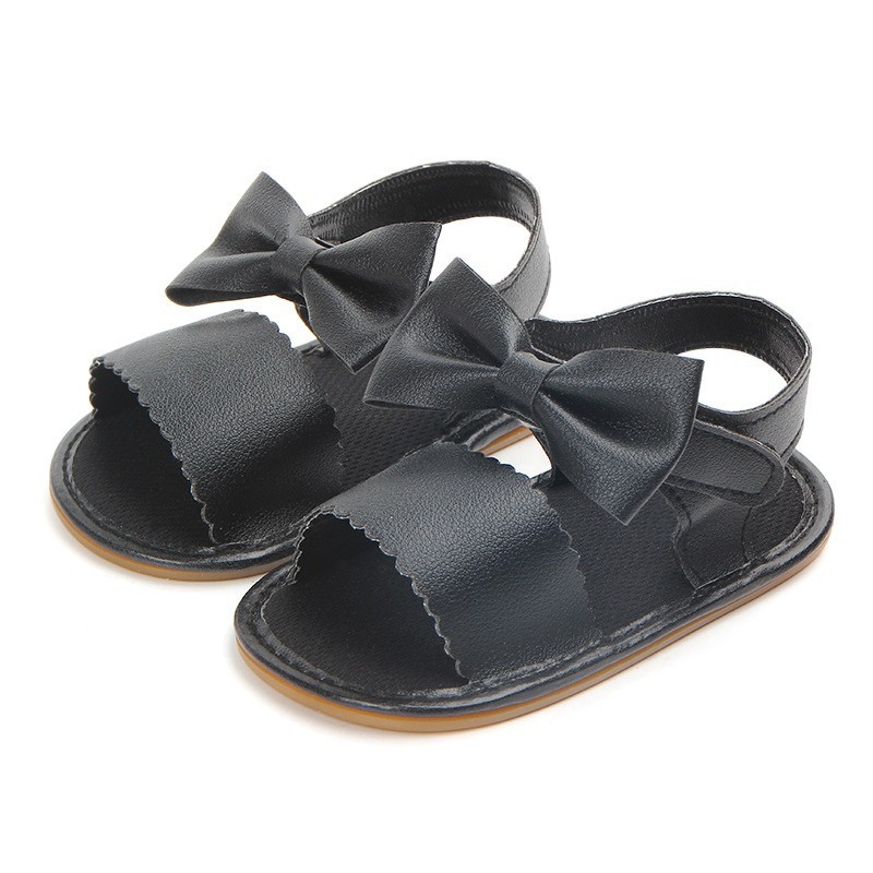 Giày sandal da PU êm chân, trang trí nơ xinh xắn cho bé gái
