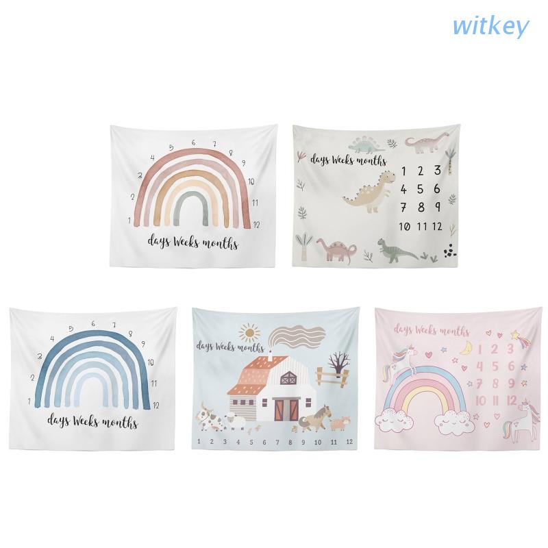 Tấm Thảm Trải Làm Phông Nền Chụp Ảnh Họa Tiết Hoạt Hình Đánh Dấu Cột Mốc Dành Cho Bé Trai Bé Gái Sơ Sinh