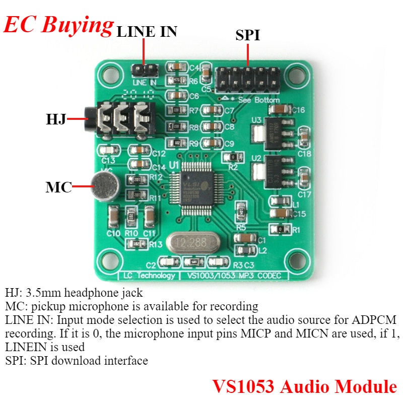 Mô đun phát triển âm thanh Vs1053 Mp3 Dc 5v