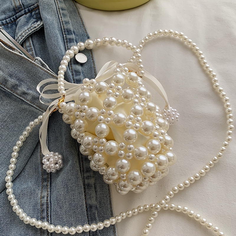 IELGY Túi Đeo Vai Đính Ngọc Trai Thời Trang Sang Trọng Cho Nữ