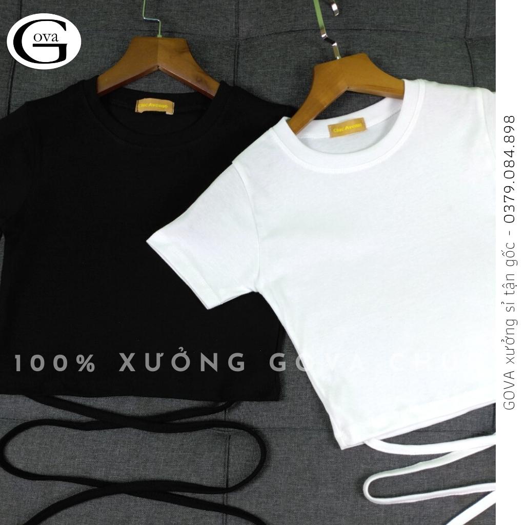 Áo Croptop TAY NGẮN DÂY QUẤN BỤNG Thun Borip Kiểu Sexy Nữ, Áo Thun Ôm Body Đẹp GOVA