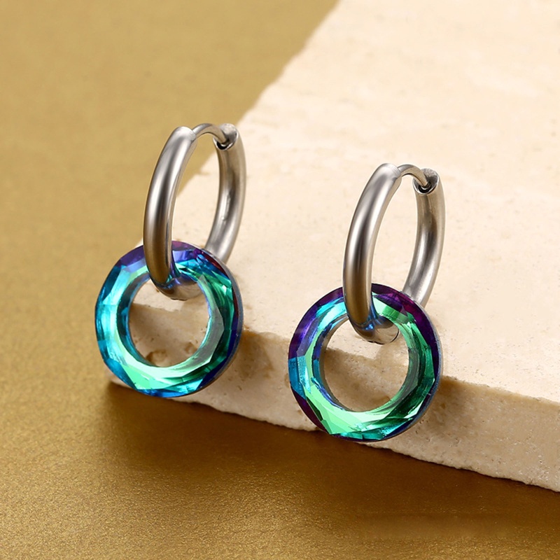 Bông Tai Hình Tròn Trong Suốt Nhiều Màu Độc Đáo Thời Trang Dự Tiệc