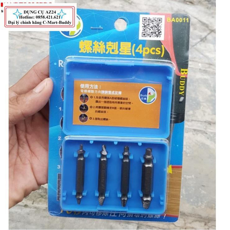 Bộ mũi vít 4 cây mở bulong gãy BUDDY BA0011 (Dungcu.az24 chuyên hàng Đài Loan)