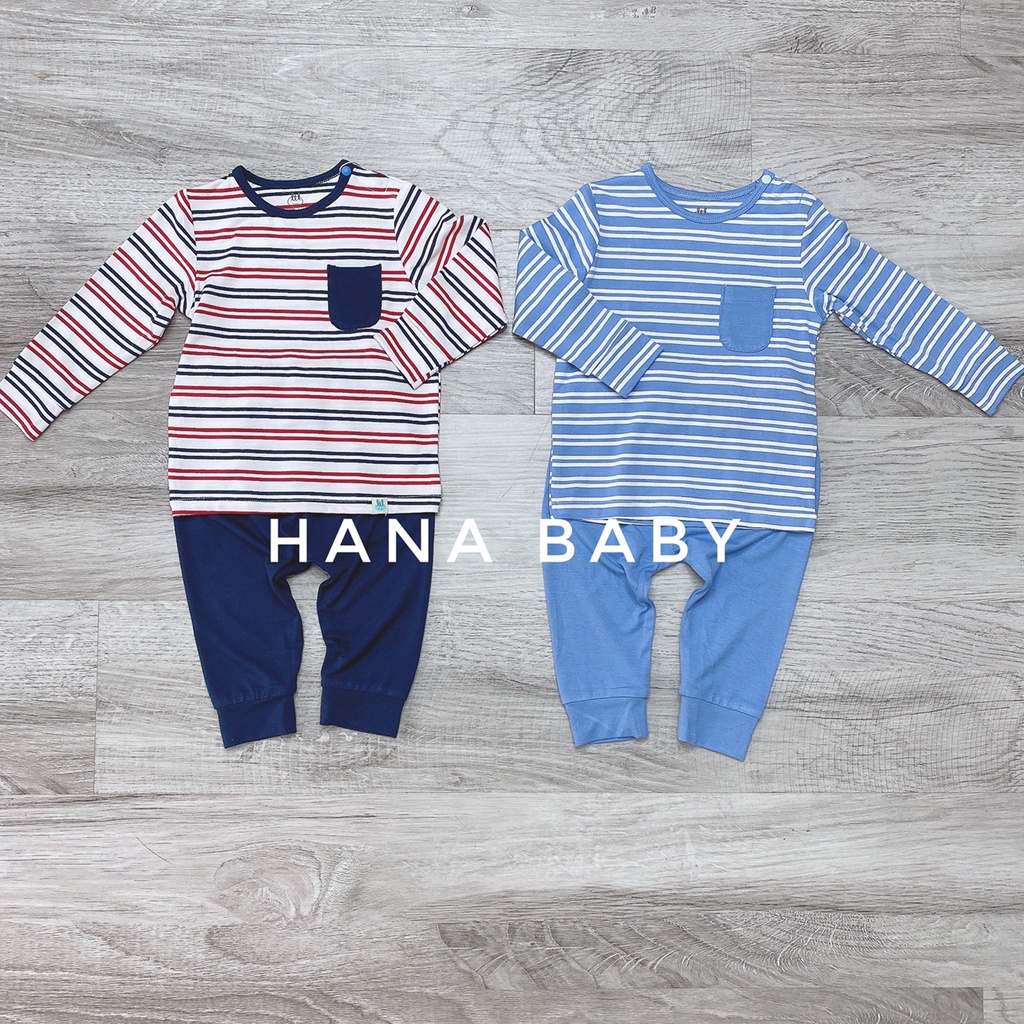 Bộ dài áo kẻ túi ngực Little Love