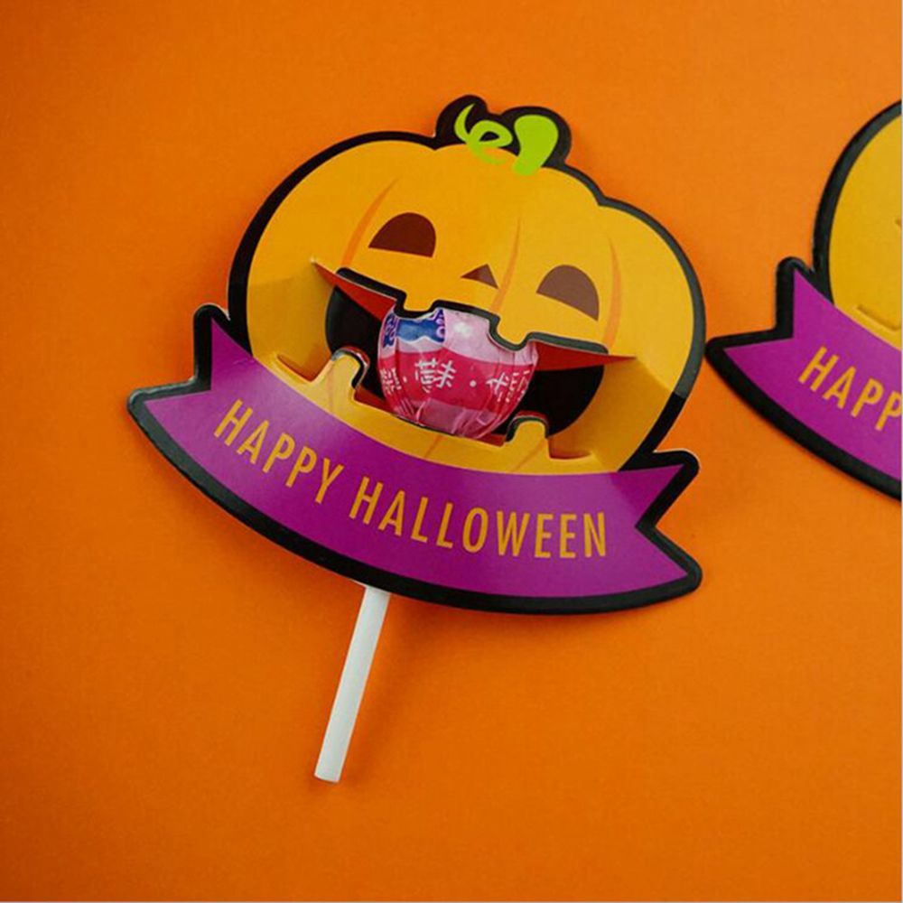 Set 50 que làm kẹo mút hình quả bí ngô dễ thương trang trí Halloween diy