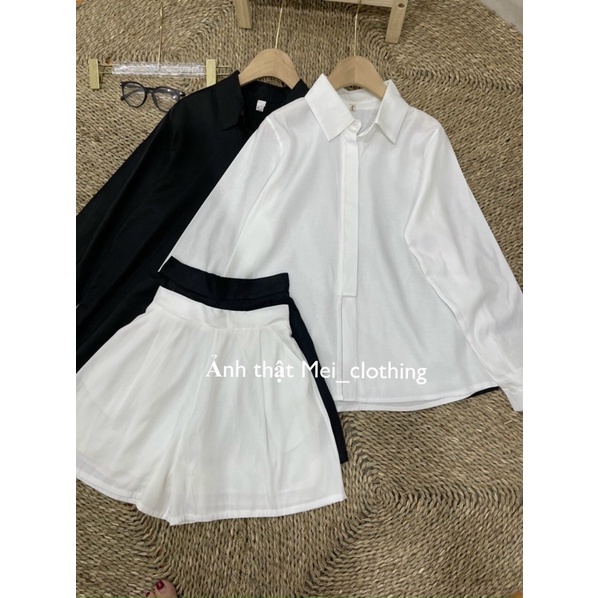 [Ảnh thật/video] SET SƠMI chất voan trượt kèm quần style Hàn Quốc