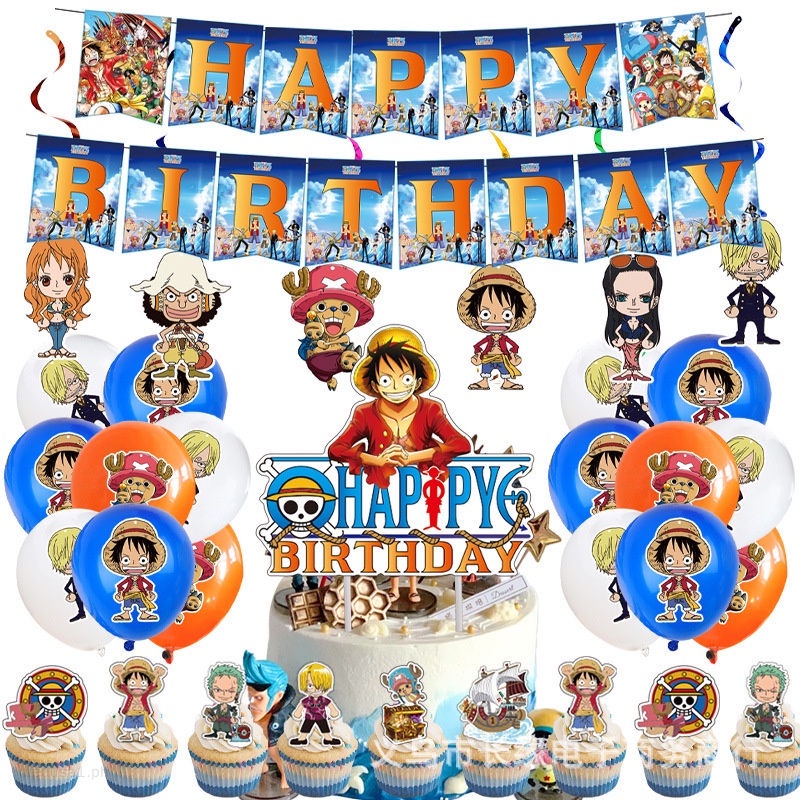 Bộ Phụ Kiện Trang Trí Bánh Kem Chủ Đề Anime One Piece